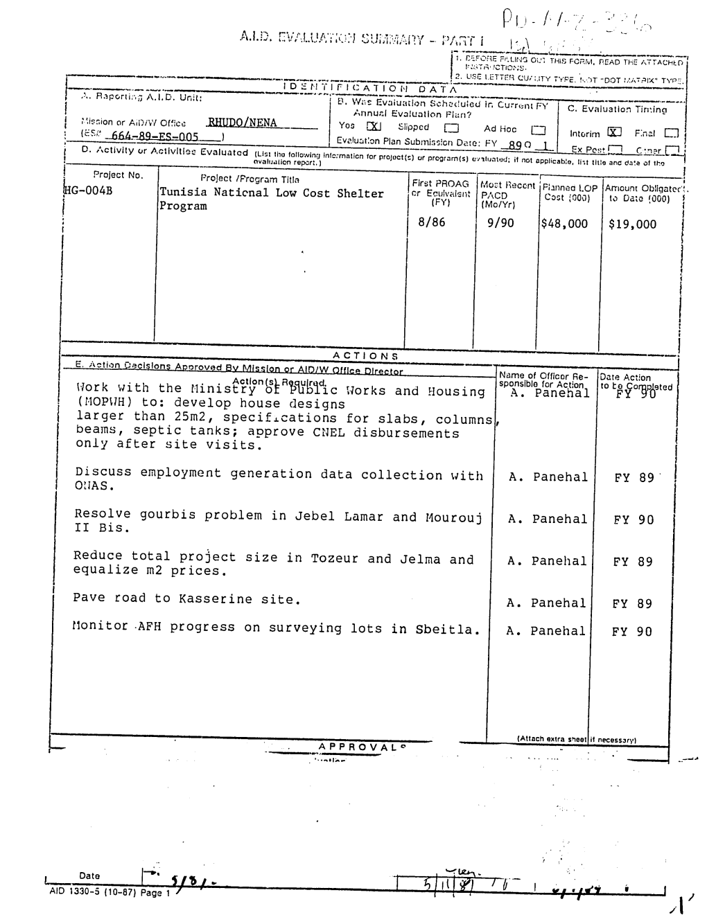 To: Develop House Designs Larger Than 25M2, Specif.Lcations for Slabs, Columns, Beams, Septic Tanks; Approve CNEL Disbursements Only After Site Visits