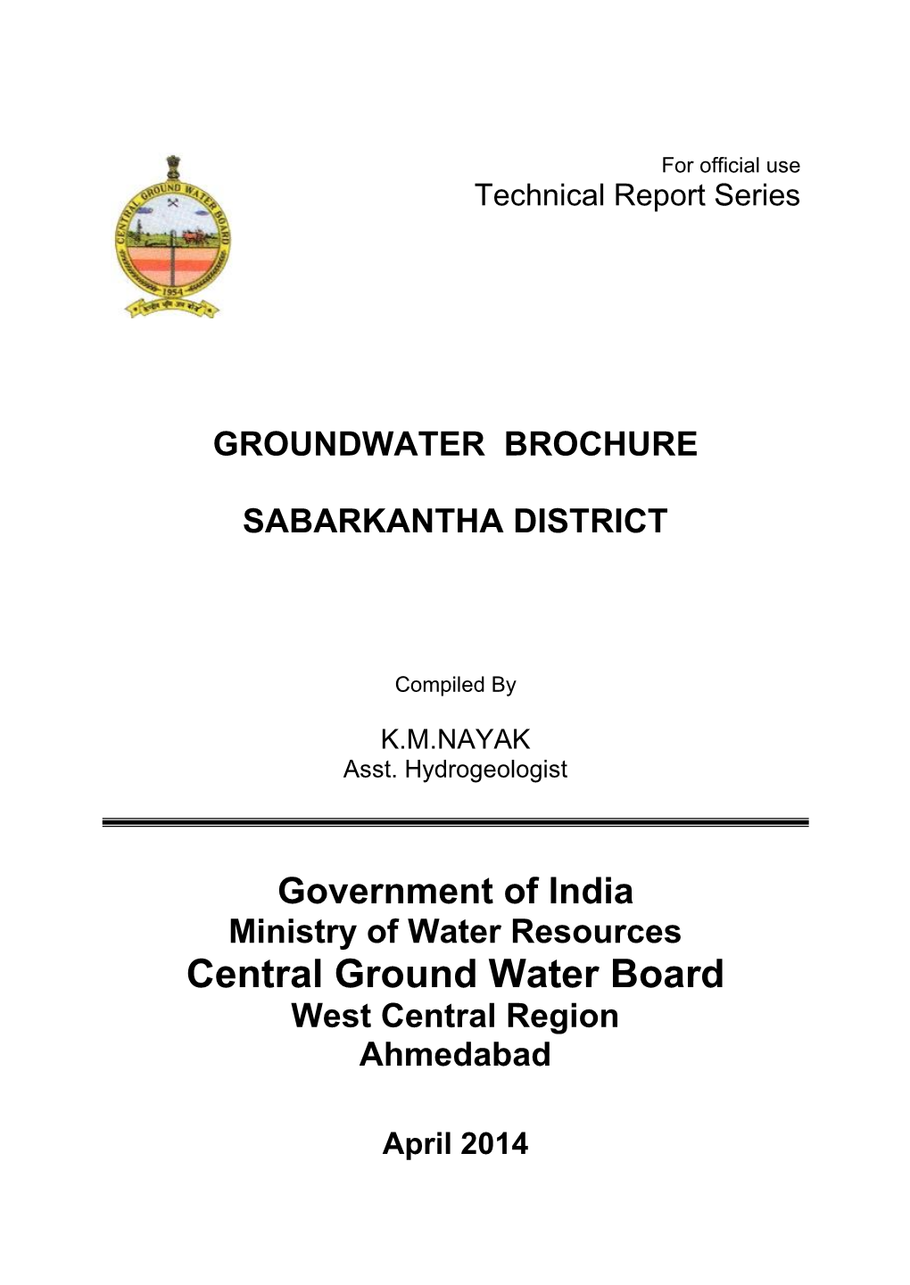 Groundwater Brochure Sabarkantha District