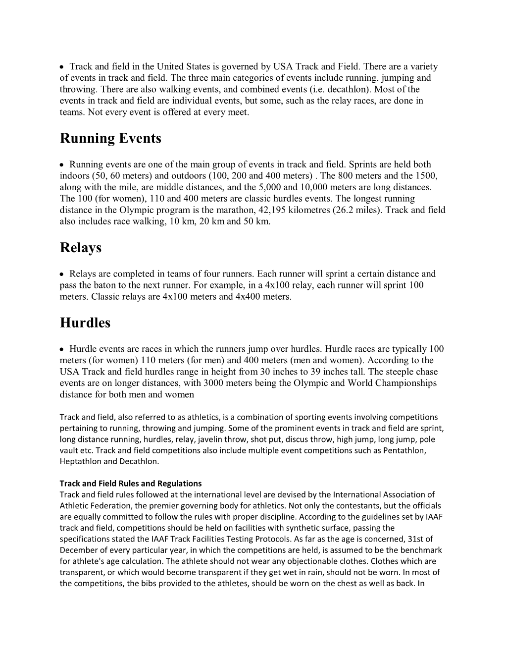 Running Events Relays Hurdles