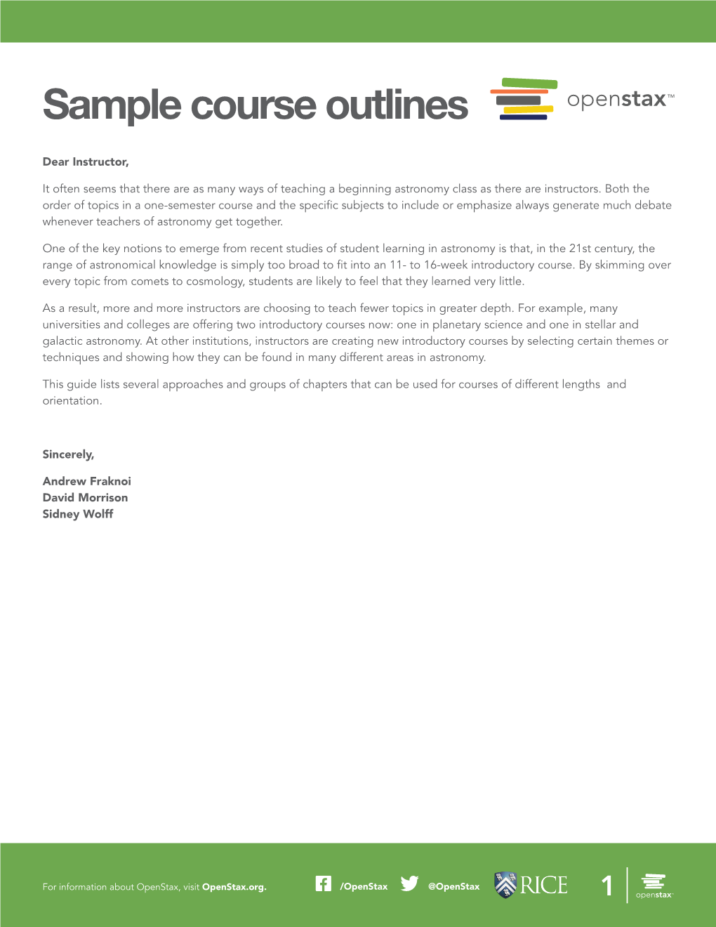 Sample Course Outlines