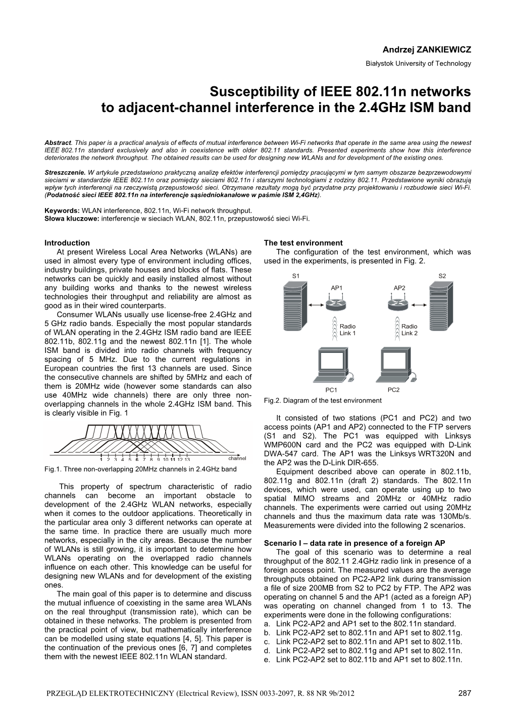 Susceptibility of IEEE 802.11N Networks to Adjacent-Channel Interference in the 2.4Ghz ISM Band