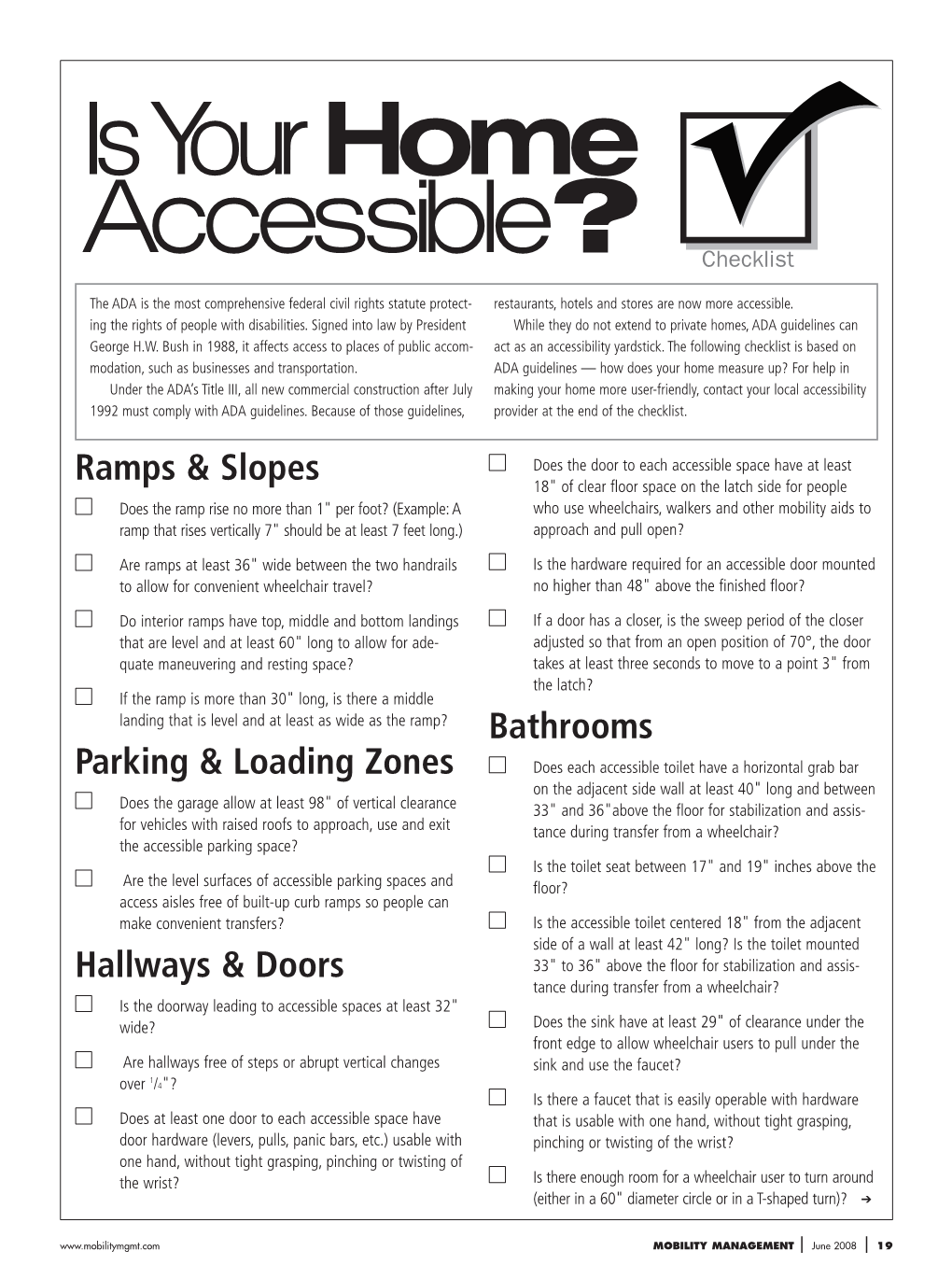 Home Accessibility Checklist