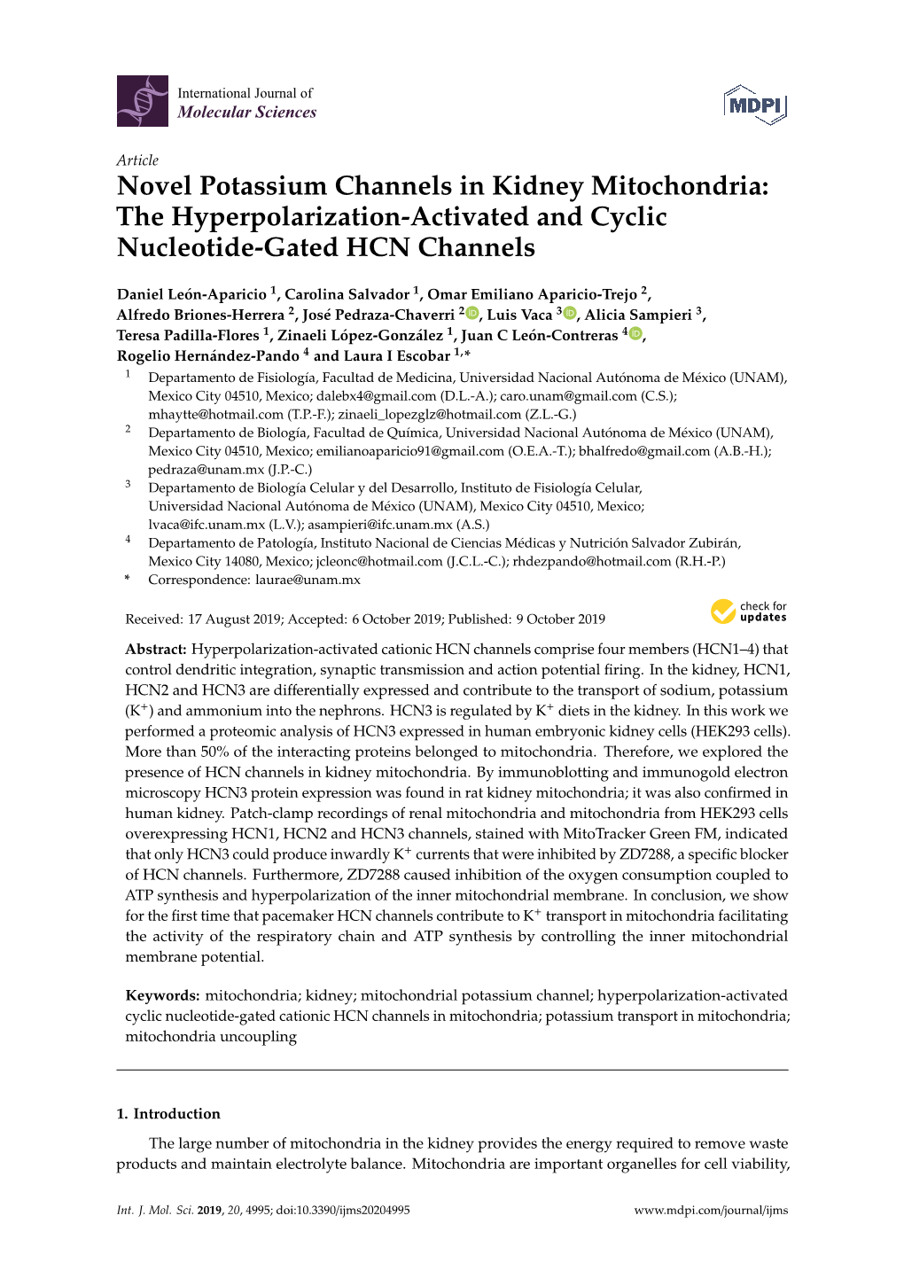 Novel Potassium Channels in Kidney Mitochondria: the Hyperpolarization-Activated and Cyclic Nucleotide-Gated HCN Channels