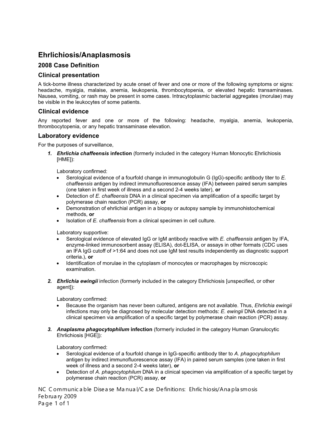 Ehrlichiosis/Anaplasmosis