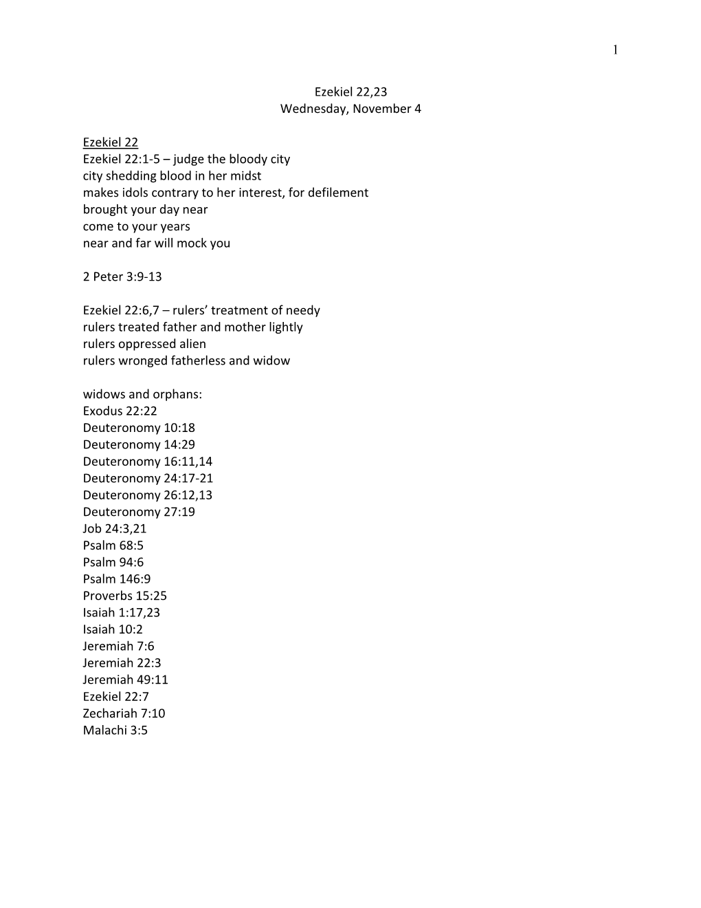 Ezekiel 22,23 Wednesday, November 4