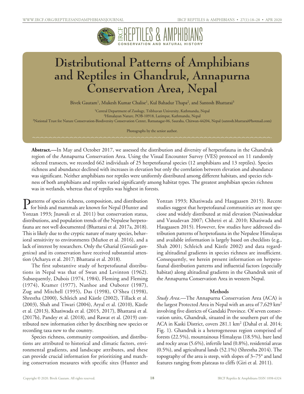 Distributional Patterns of Amphibians And