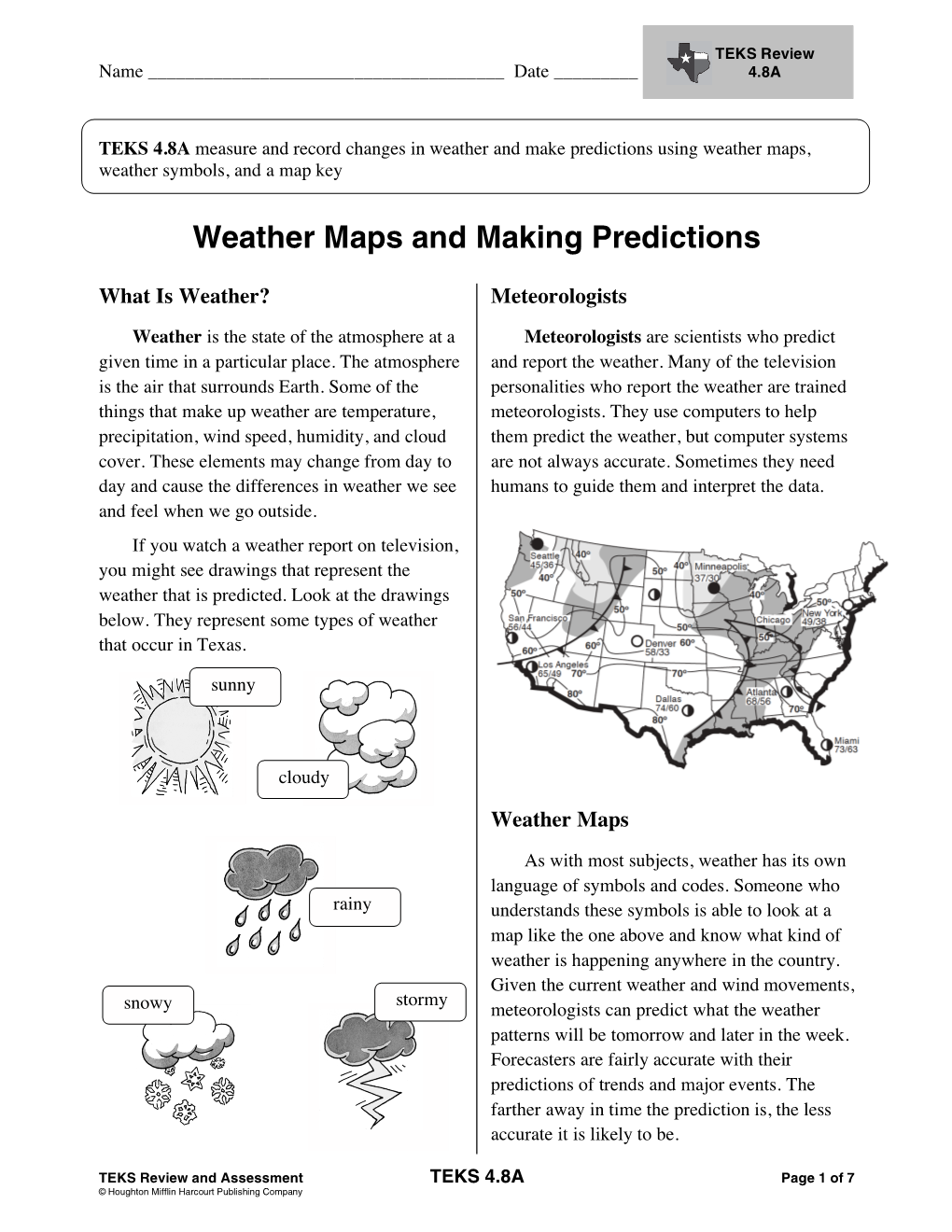 Weather Maps and Making Predictions