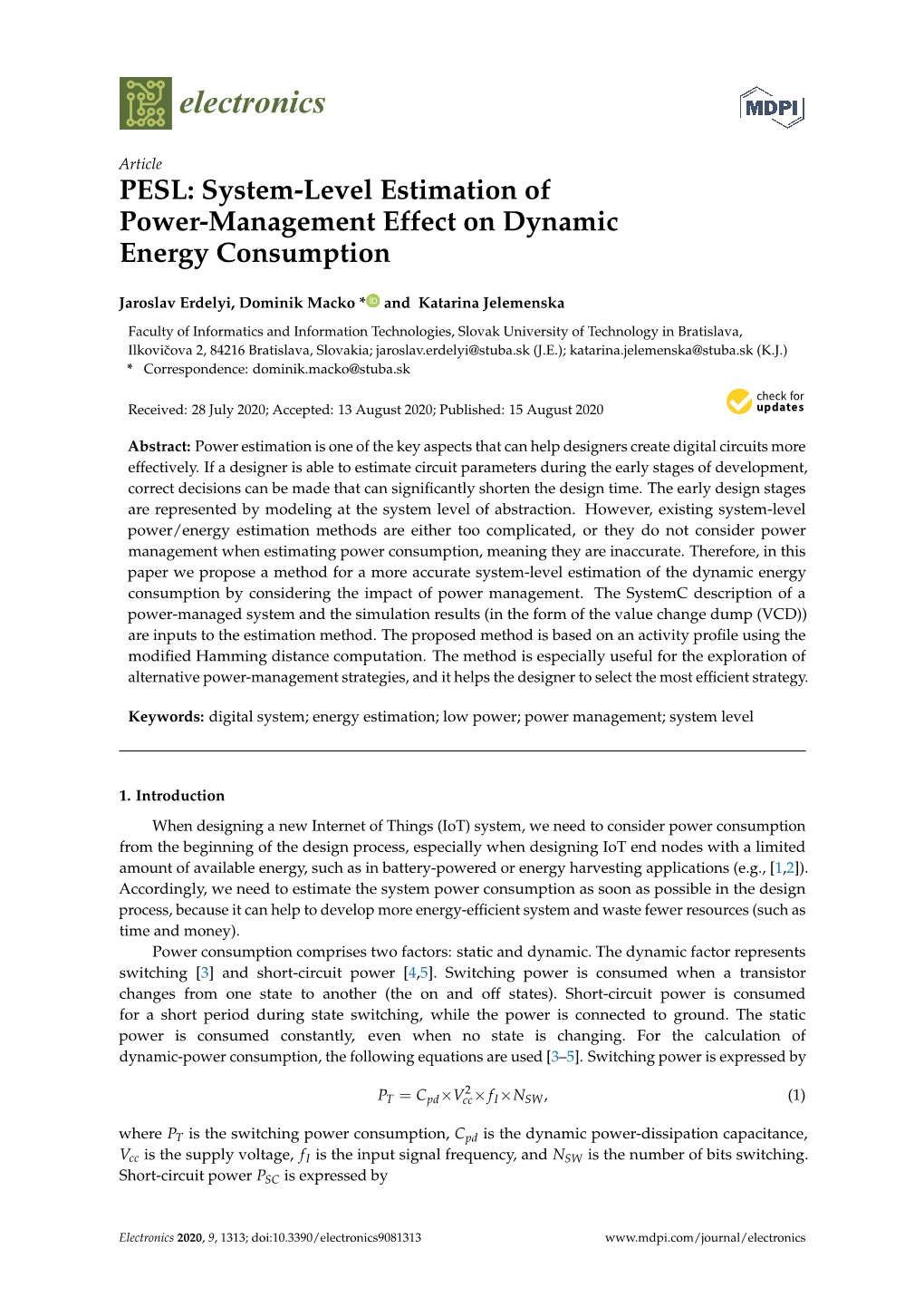 PESL: System-Level Estimation of Power-Management Effect on Dynamic Energy Consumption