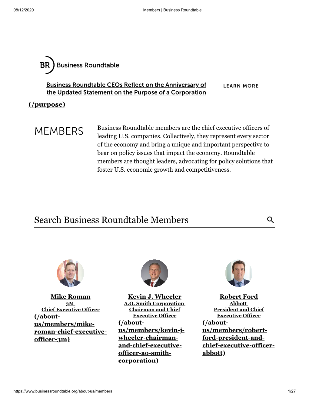 Search Business Roundtable Members