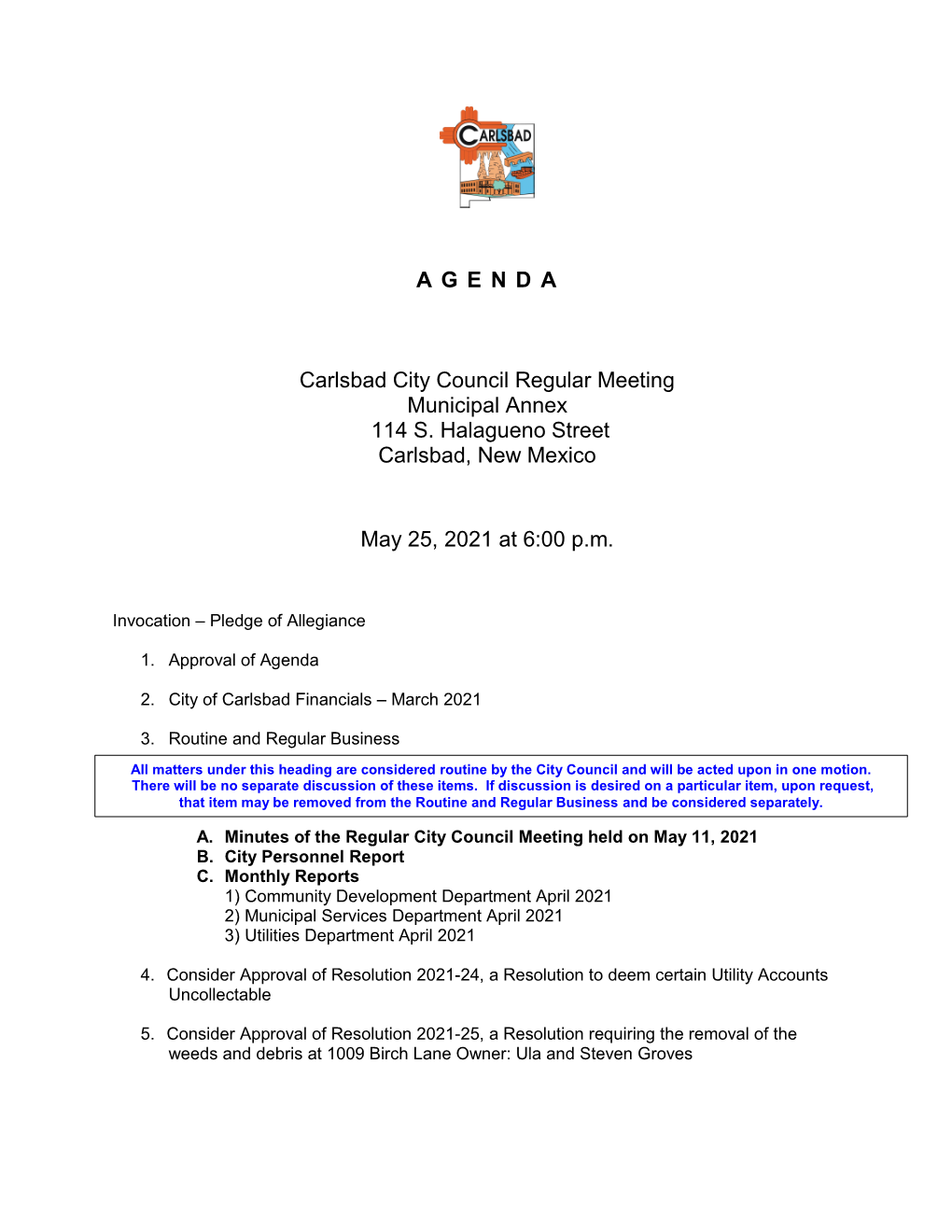 City Council Agenda Packet