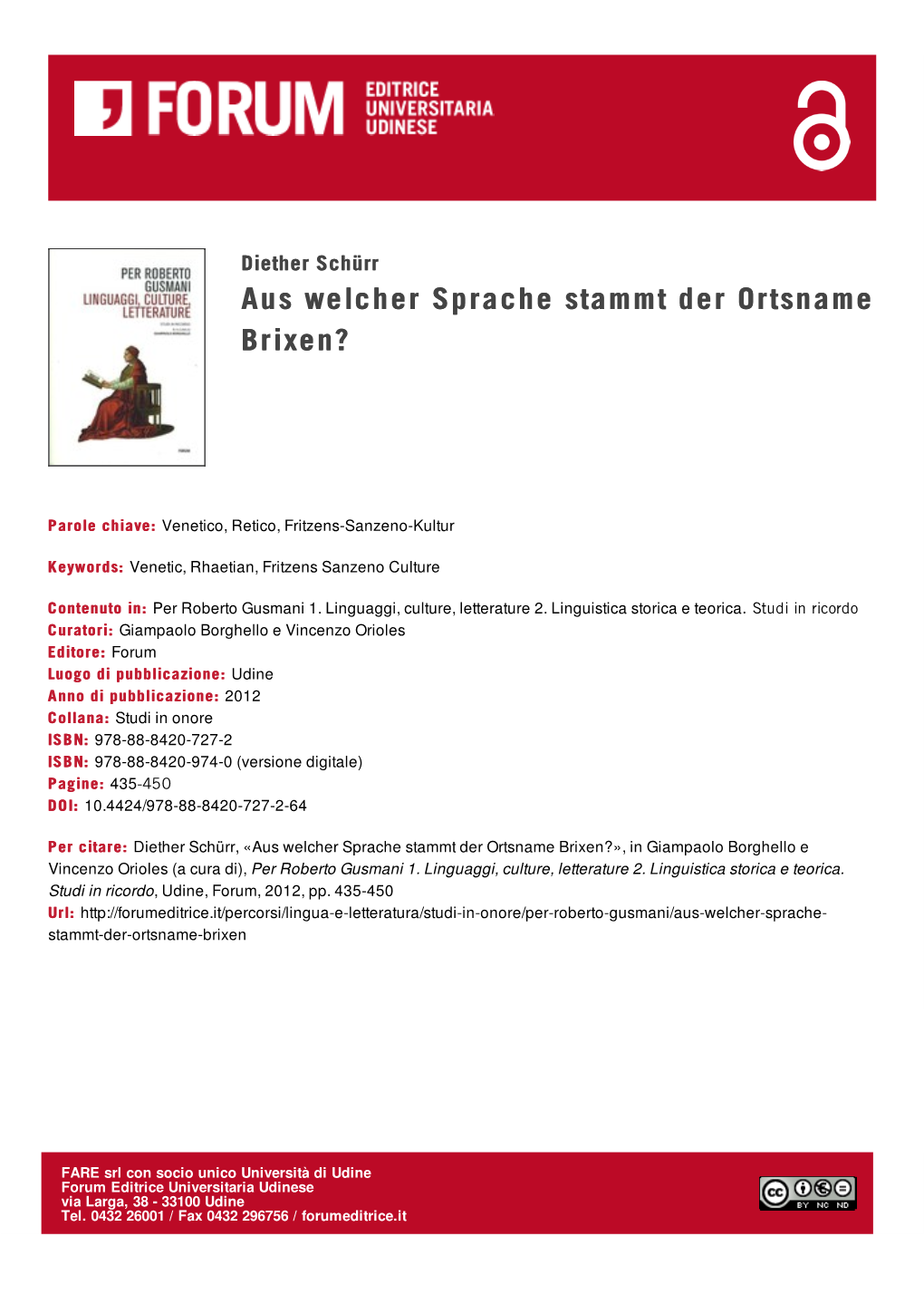 Aus Welcher Sprache Stammt Der Ortsname Brixen?