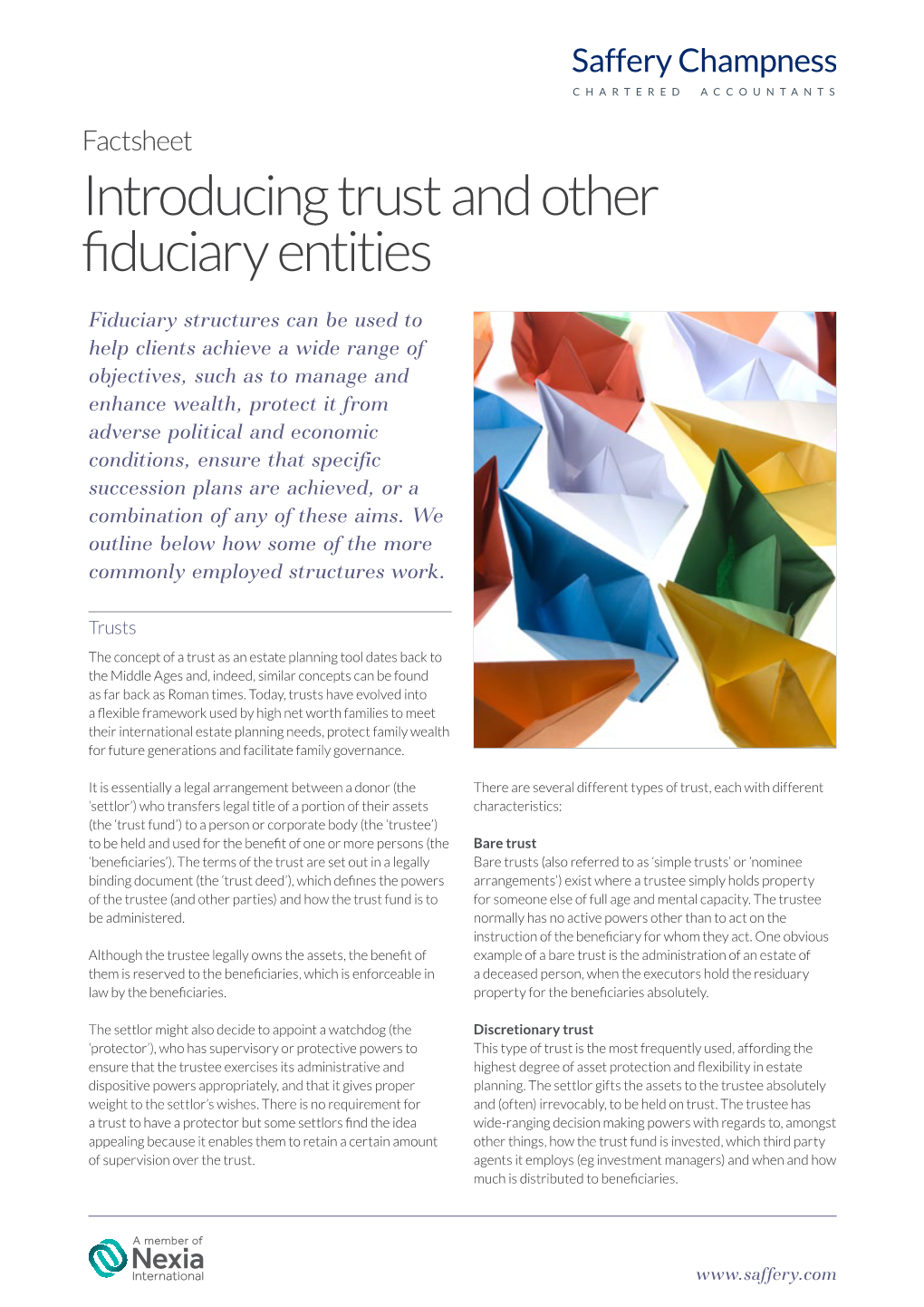Introducing Trust and Other Fiduciary Entities