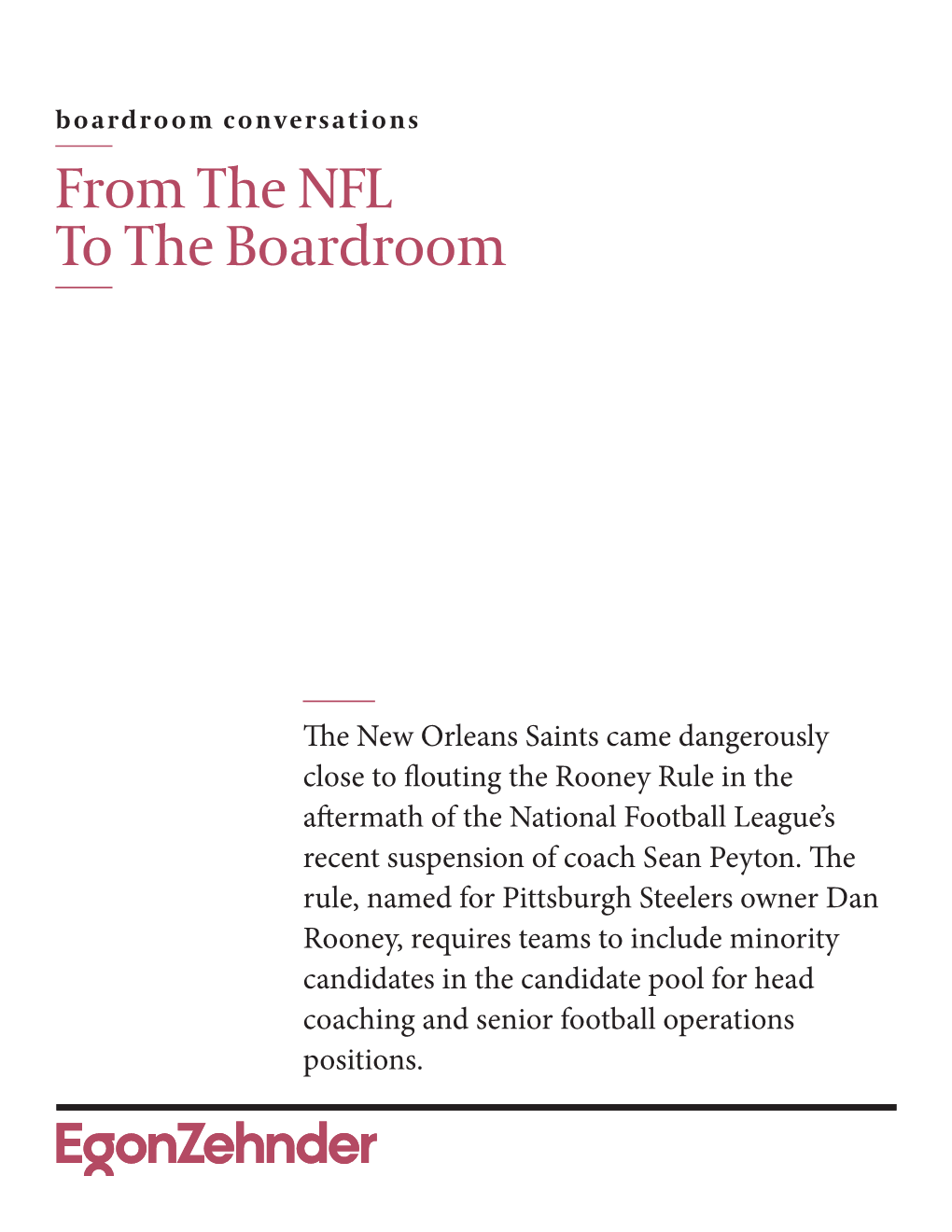 From the NFL to the Boardroom
