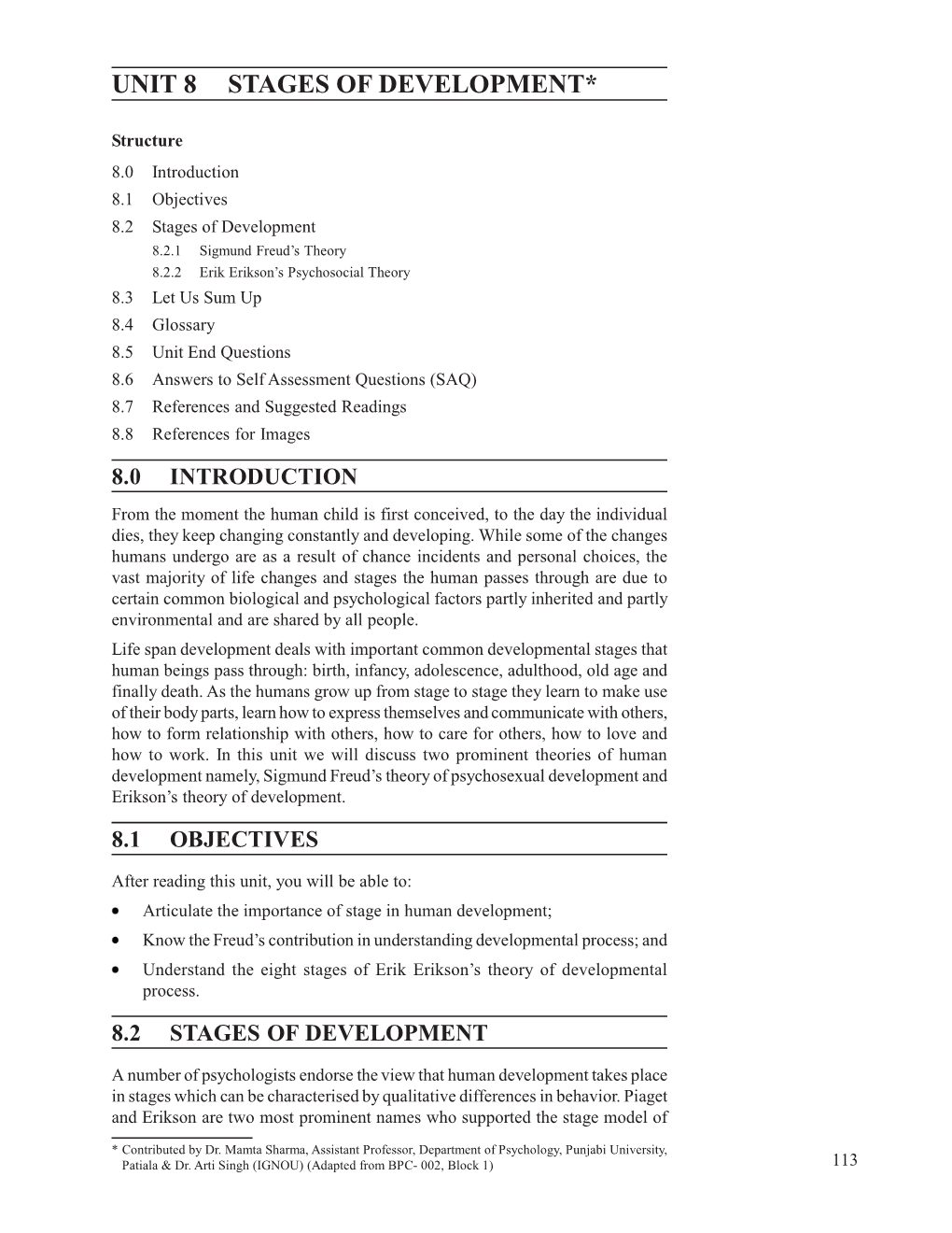 UNIT 8 STAGES of DEVELOPMENT* Human Development