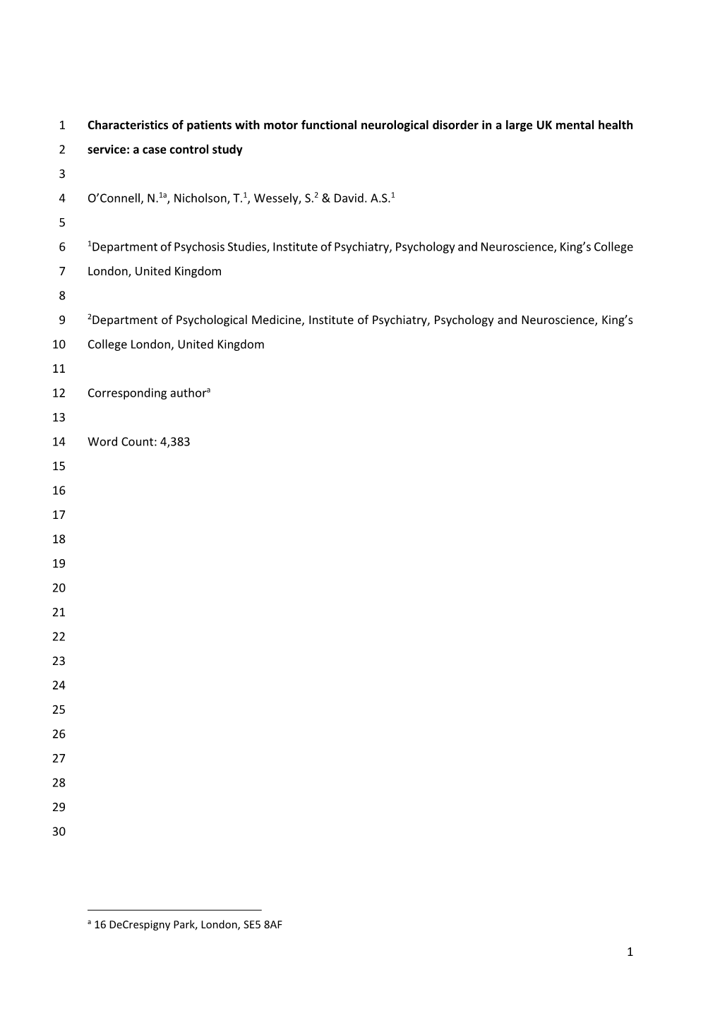 1 Characteristics of Patients with Motor Functional Neurological Disorder In