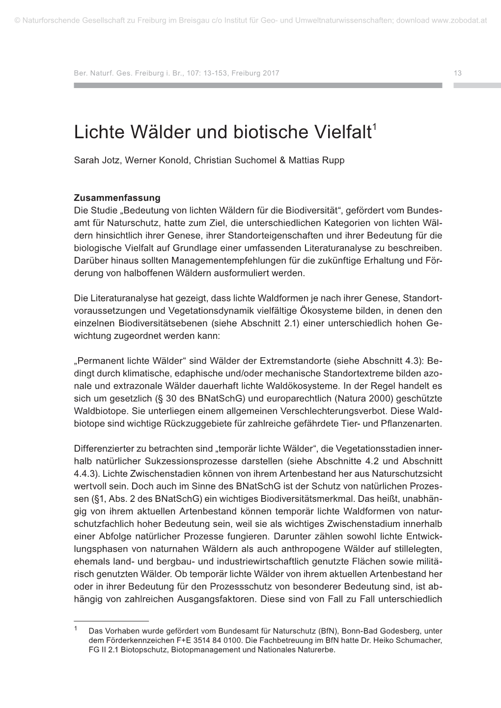 Lichte Wälder Und Biotische Vielfalt1