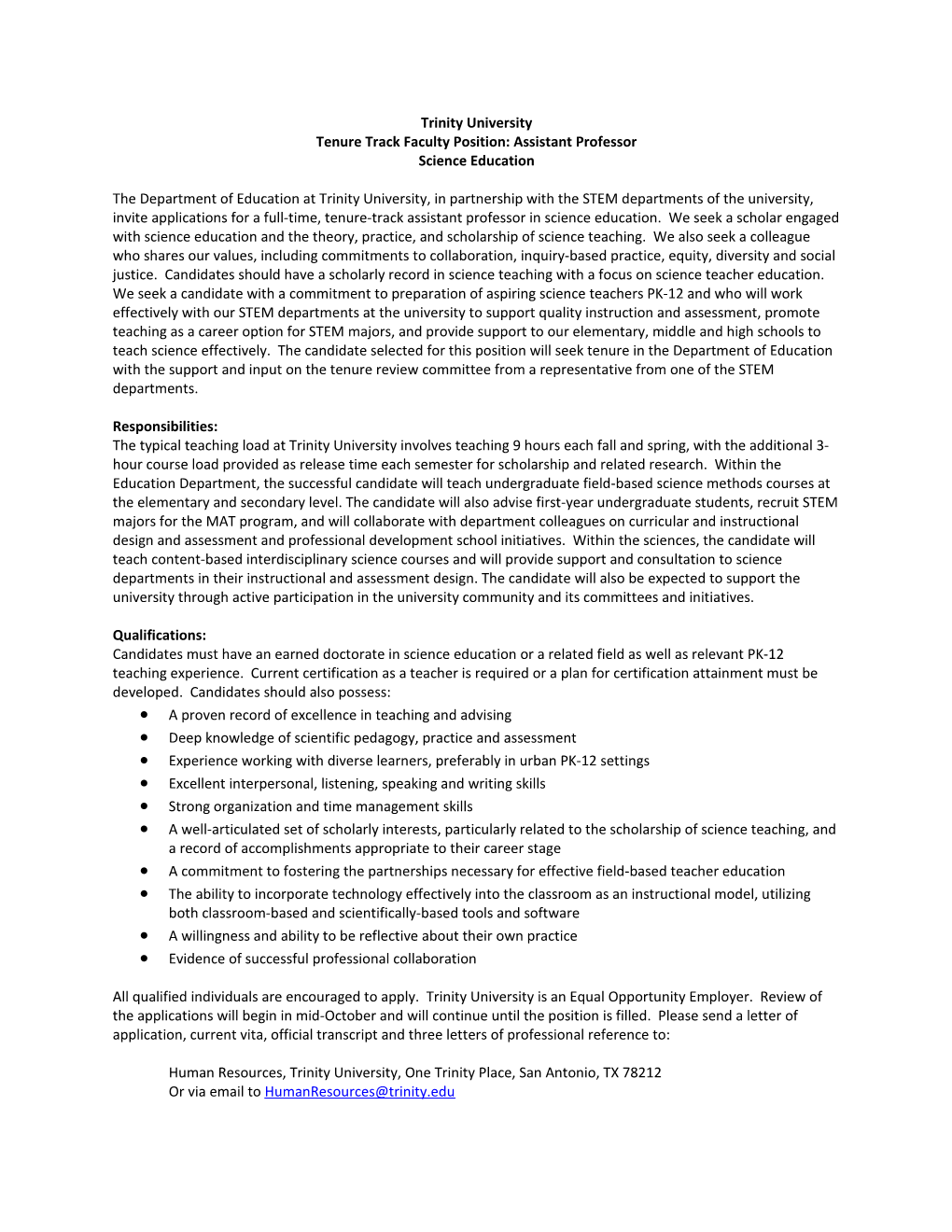 Tenure Track Faculty Position: Assistant Professor