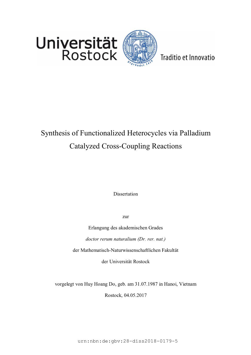 Synthesis of Functionalized Heterocycles Via Palladium Catalyzed Cross-Coupling Reactions