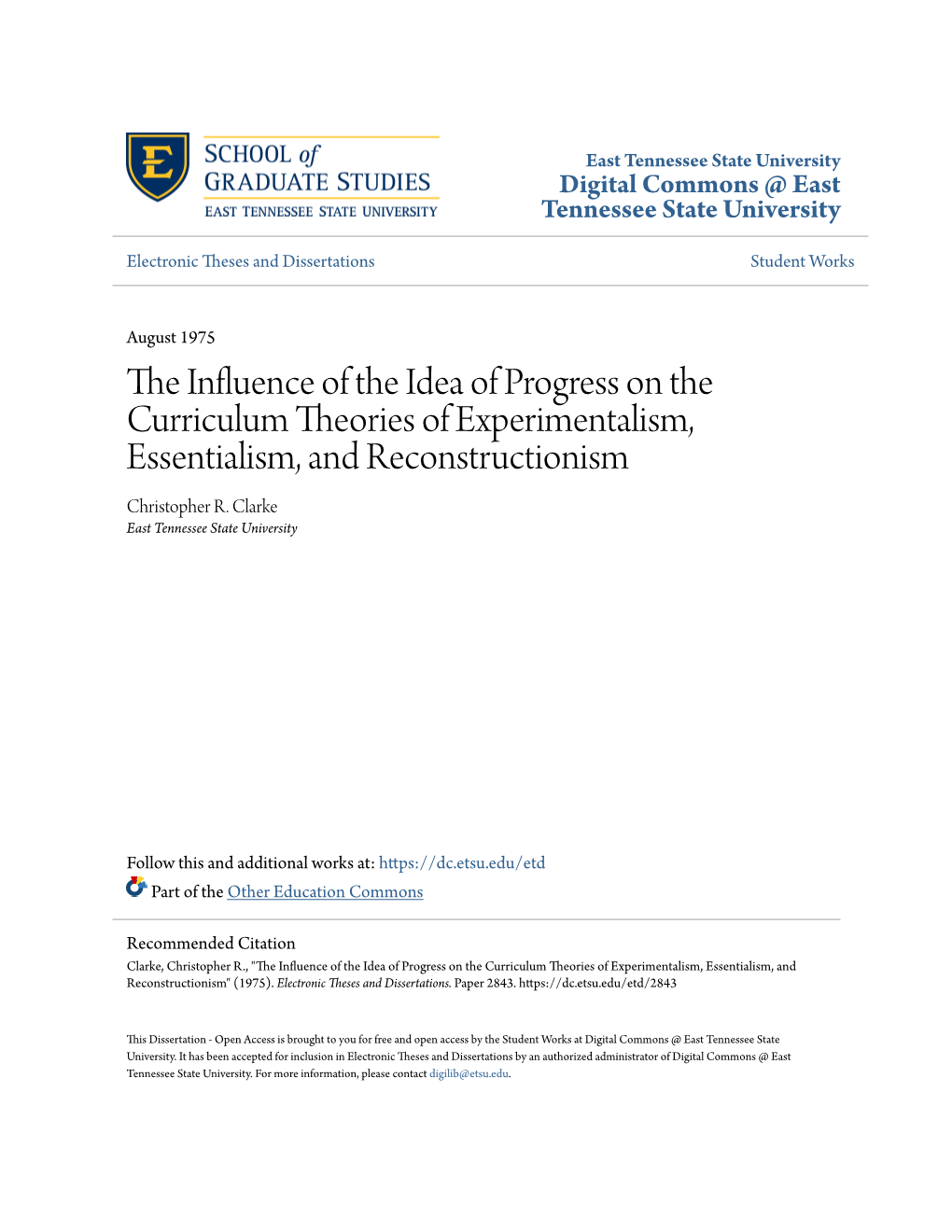 The Influence of the Idea of Progress on the Curriculum Theories Of