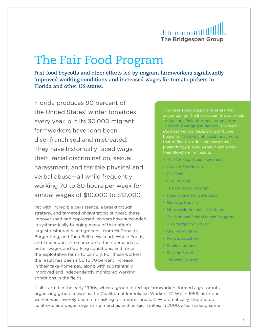 The Fair Food Program
