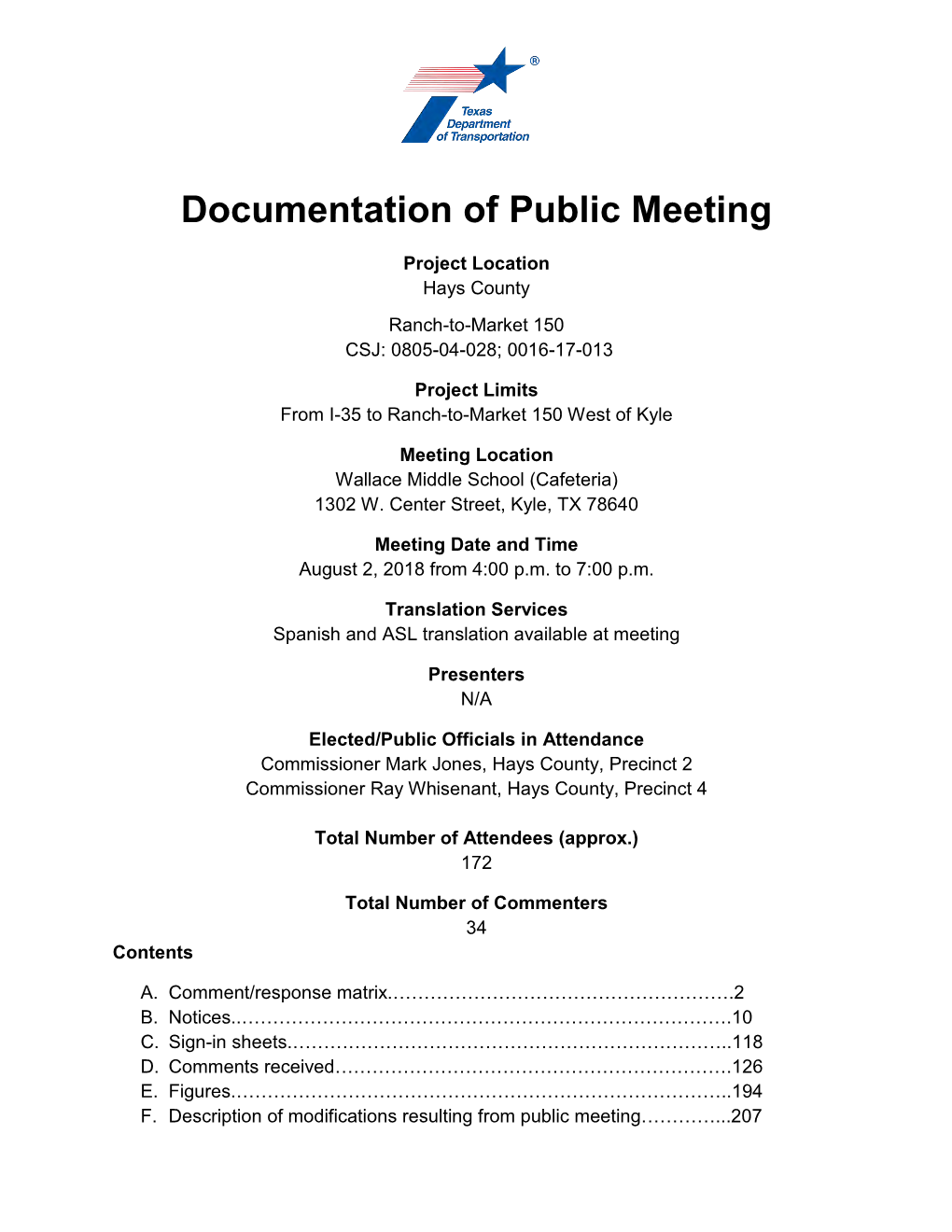 Documentation of Public Meeting