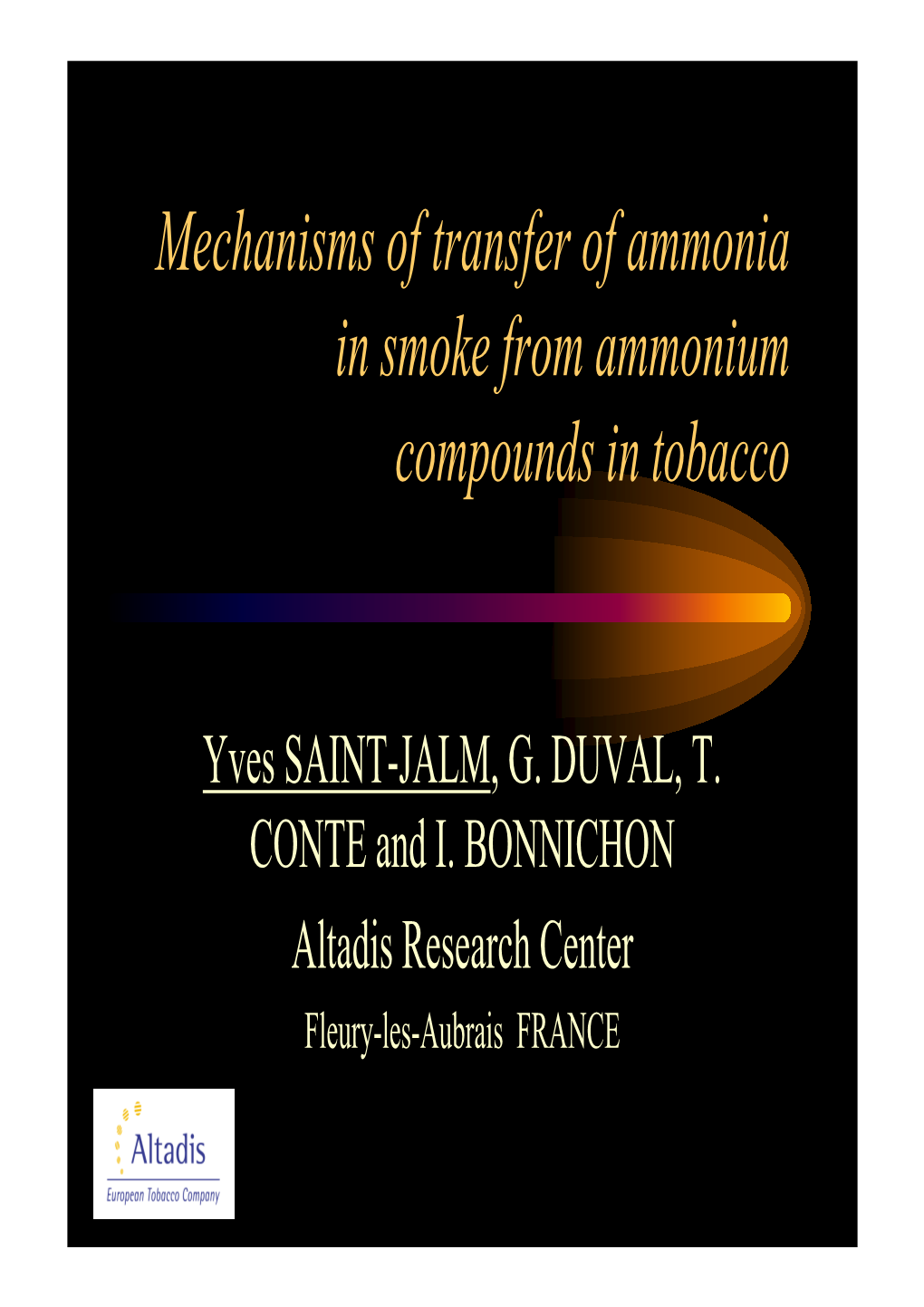 Mechanisms of Transfer of Ammonia in Smoke from Ammonium Compounds in Tobacco