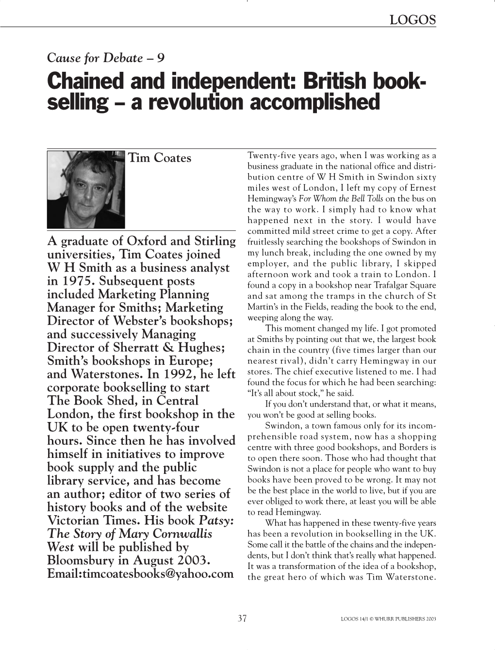 British Book- Selling – a Revolution Accomplished