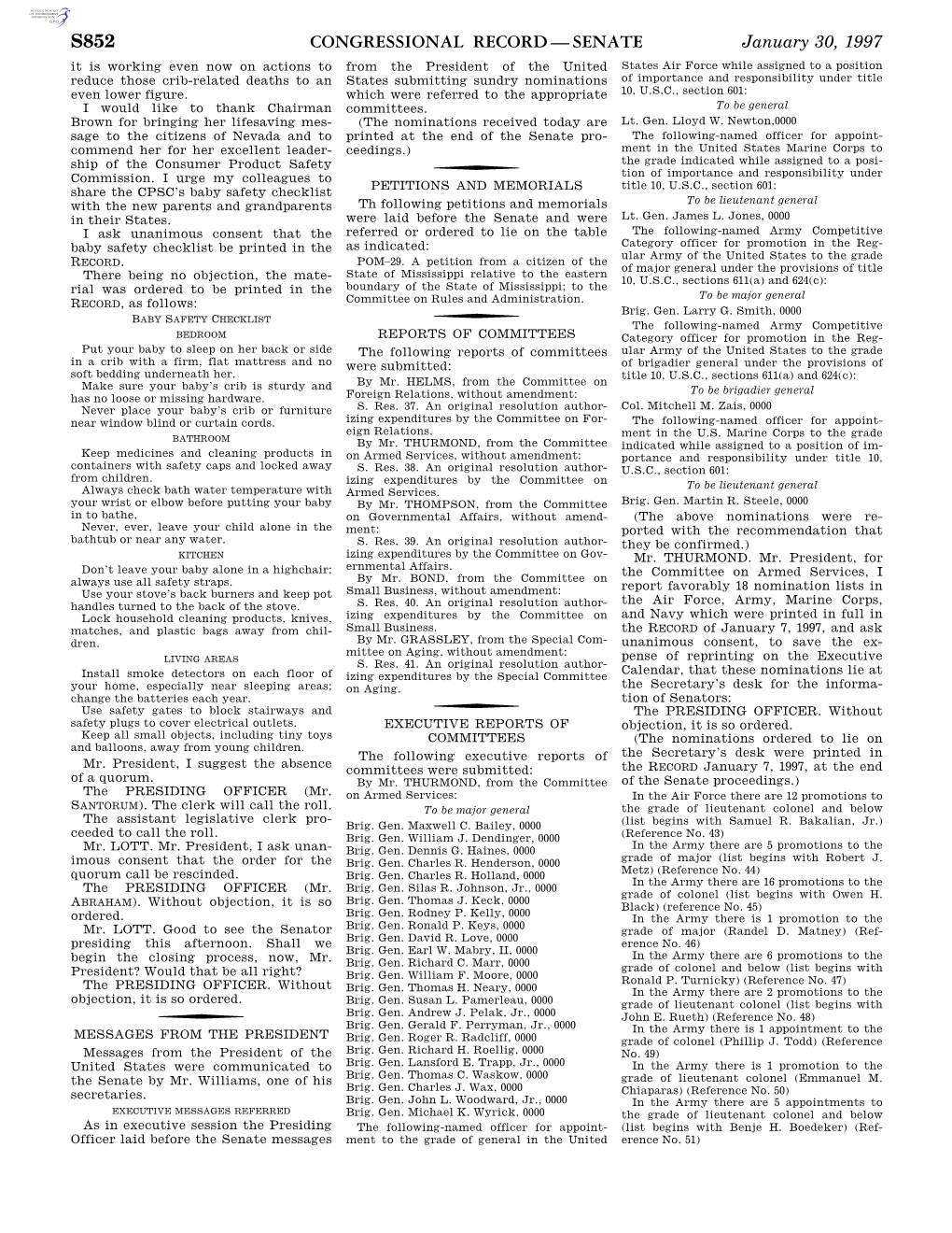 Congressional Record—Senate S852