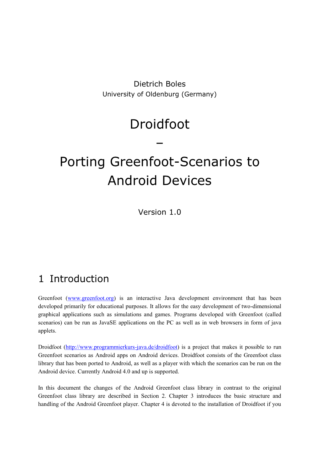 Droidfoot – Porting Greenfoot-Scenarios to Android Devices