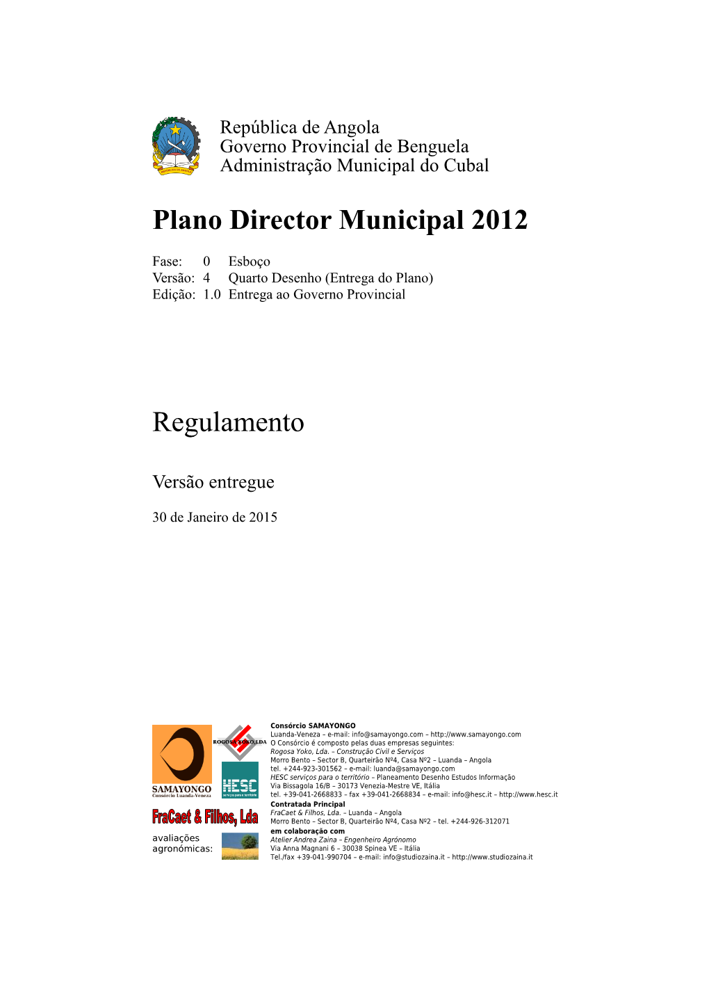 PDM 2012 Do Cubal (Benguela)