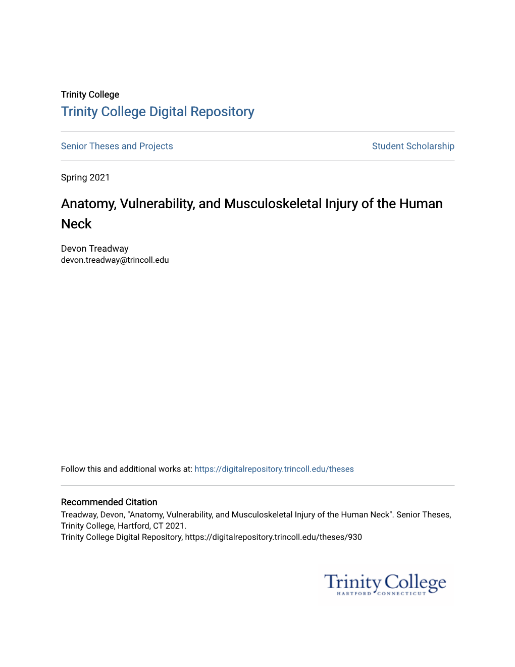 Anatomy, Vulnerability, and Musculoskeletal Injury of the Human Neck