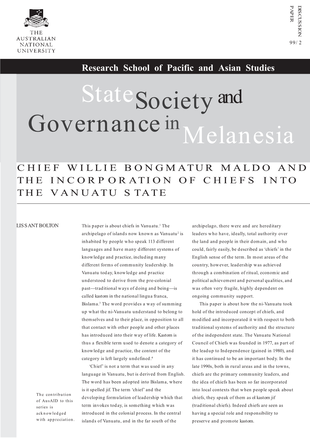 State Societyand Melanesia Governance