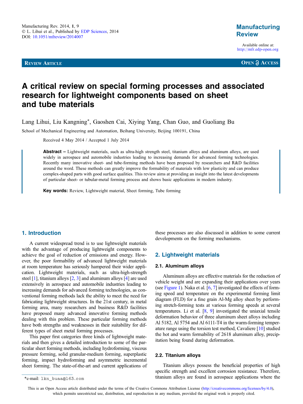 A Critical Review on Special Forming Processes and Associated Research for Lightweight Components Based on Sheet and Tube Materials