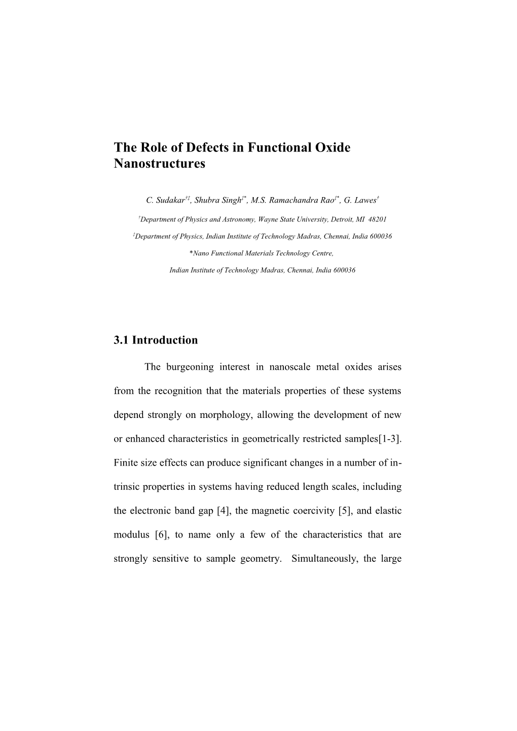 The Role of Defects in Functional Oxide Nanostructures