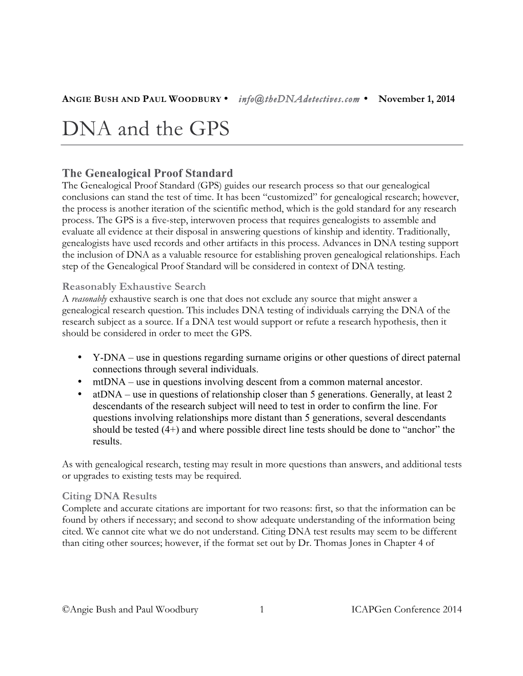 DNA and the GPS