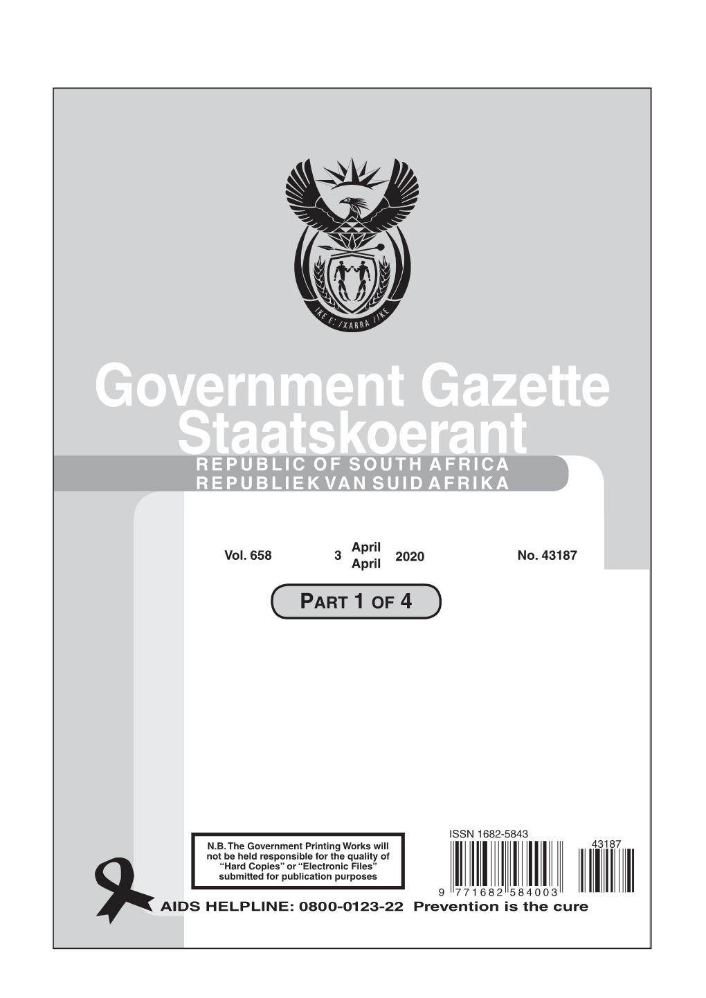 Government Gazette Staatskoerant REPUBLIC of SOUTH AFRICA REPUBLIEK VAN SUID AFRIKA