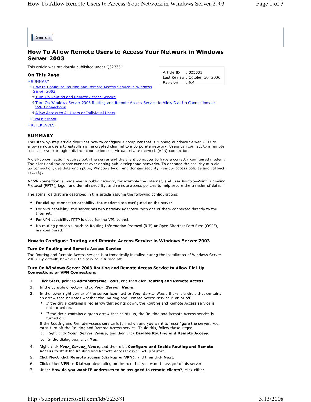 How to Allow Remote Users to Access Your Network in Windows Server 2003 Page 1 of 3