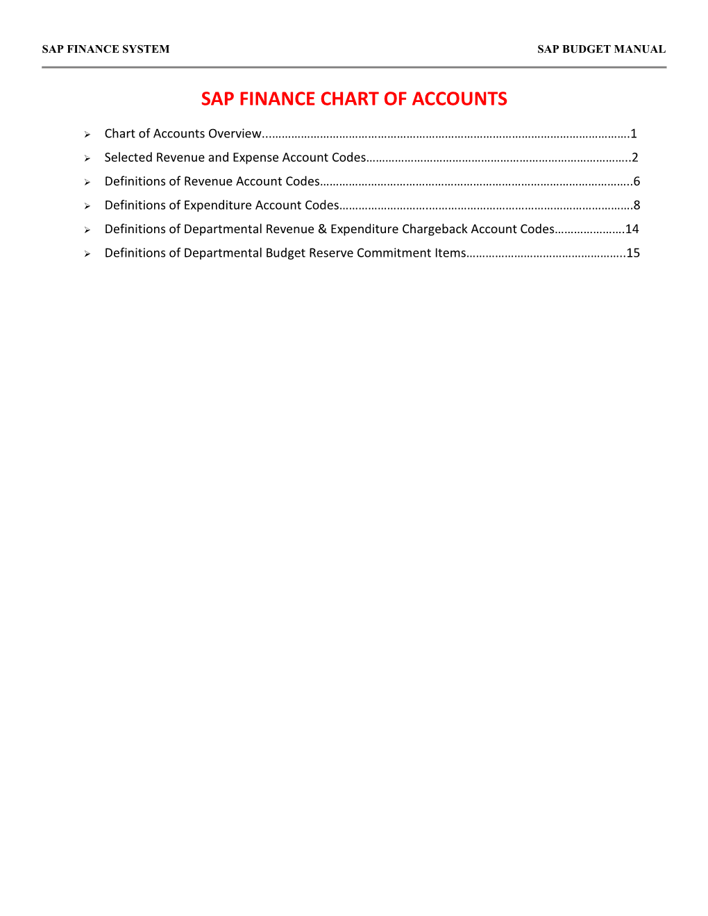 Sap Finance Chart of Accounts