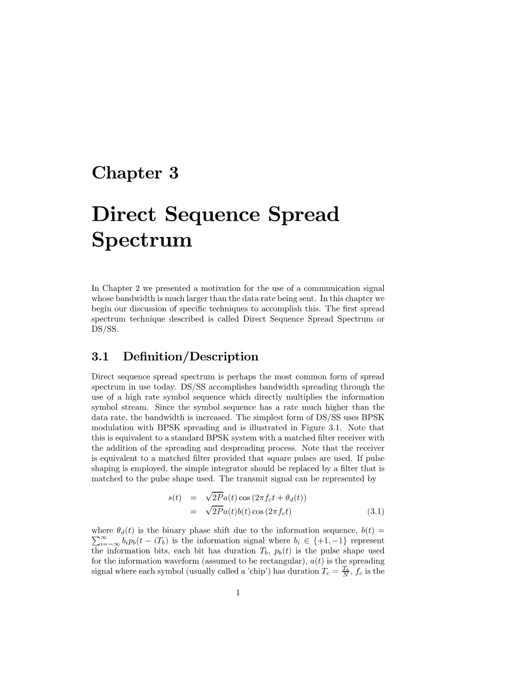 Direct Sequence Spread Spectrum