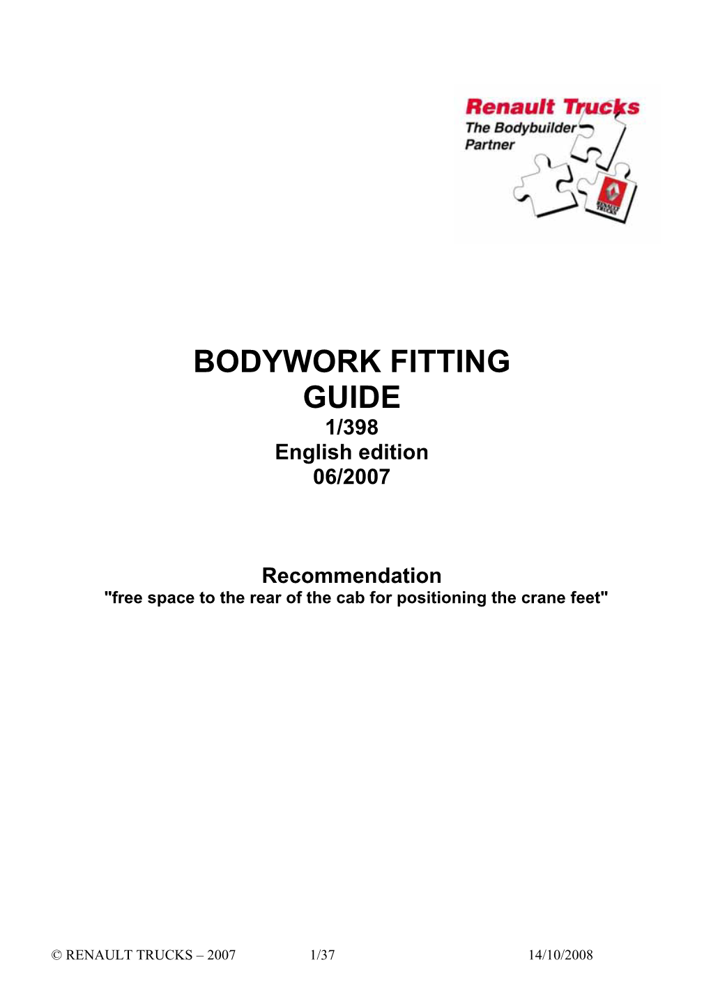 BODYWORK FITTING GUIDE 1/398 English Edition 06/2007