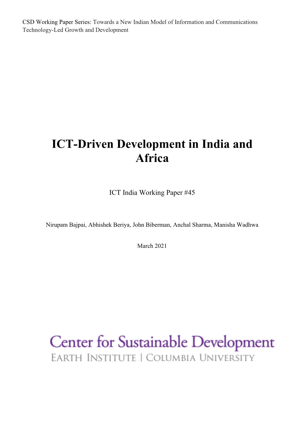 ICT-Driven Development in India and Africa