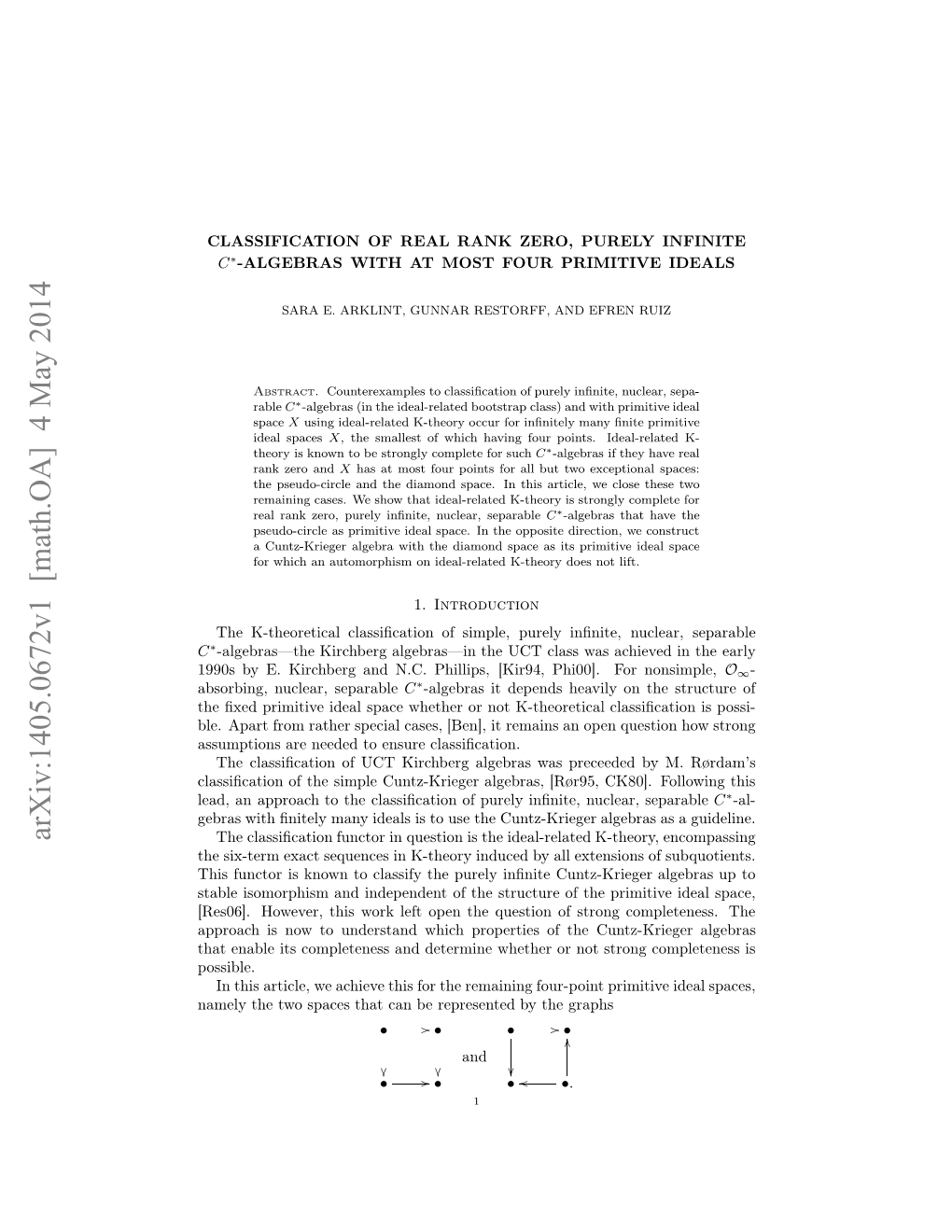 Arxiv:1405.0672V1 [Math.OA]