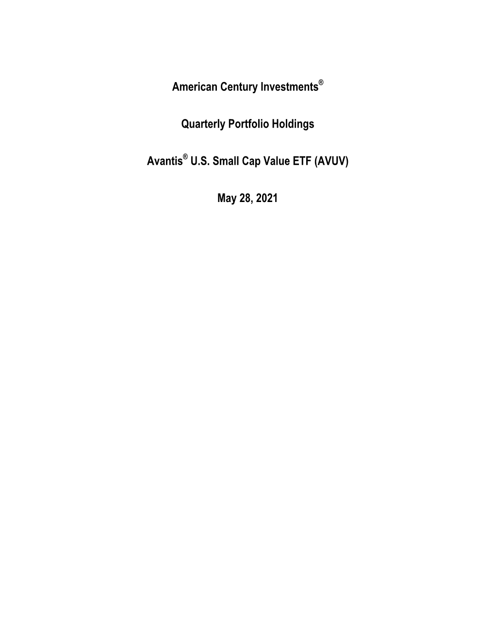 American Century Investments® Quarterly