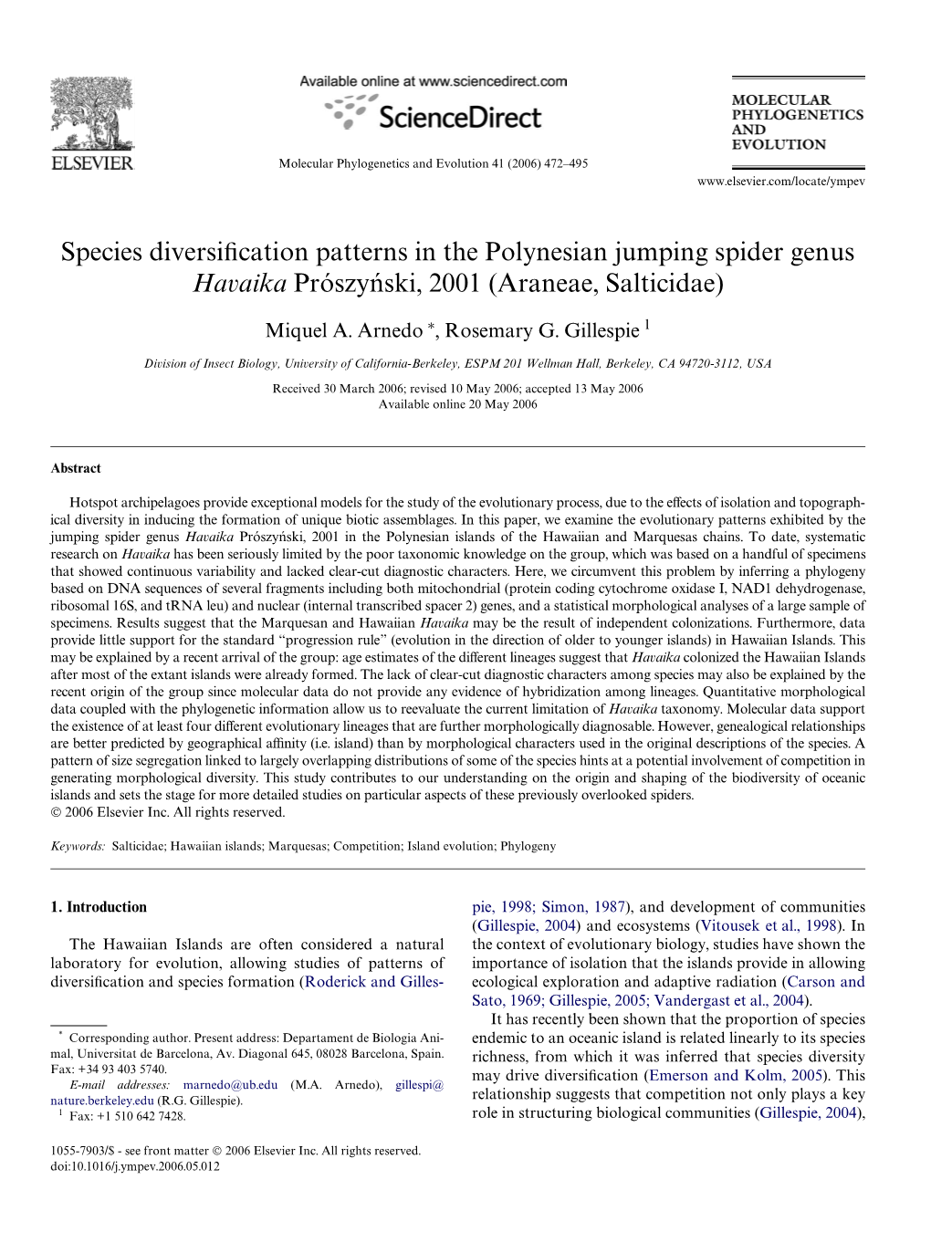 Araneae, Salticidae)