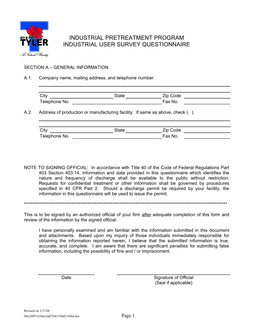 Industrial Pretreatment Program