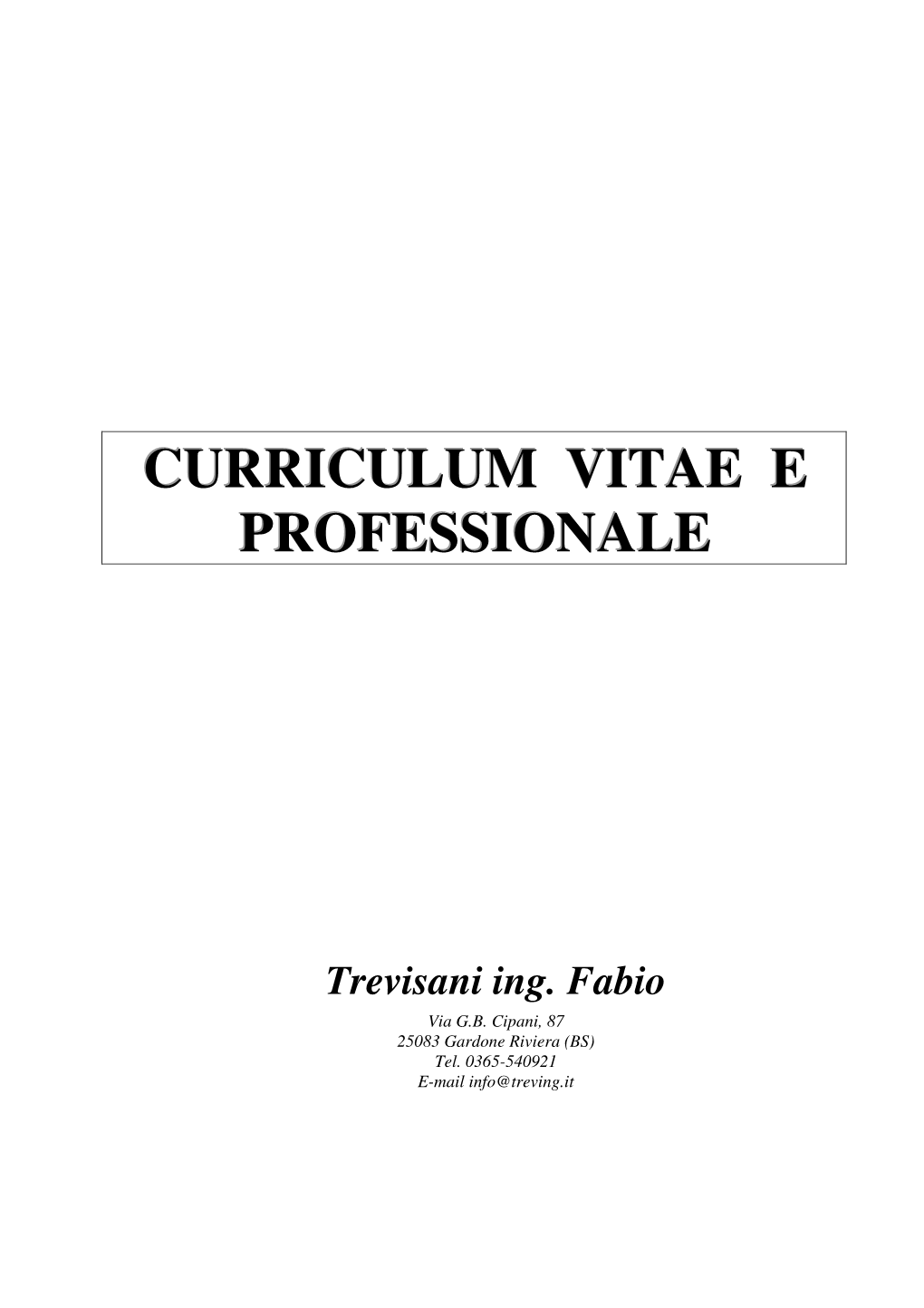Curriculum Vitae E Professionale