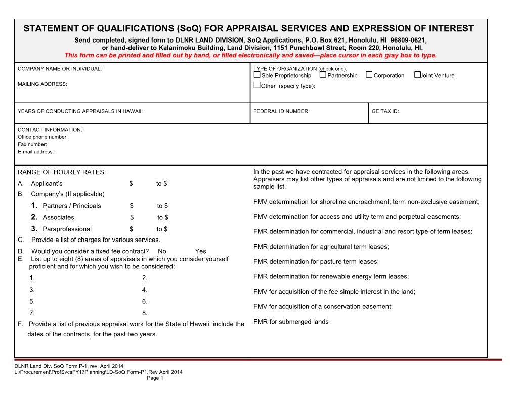 LD SOQ PS Form (Rev 08/06)