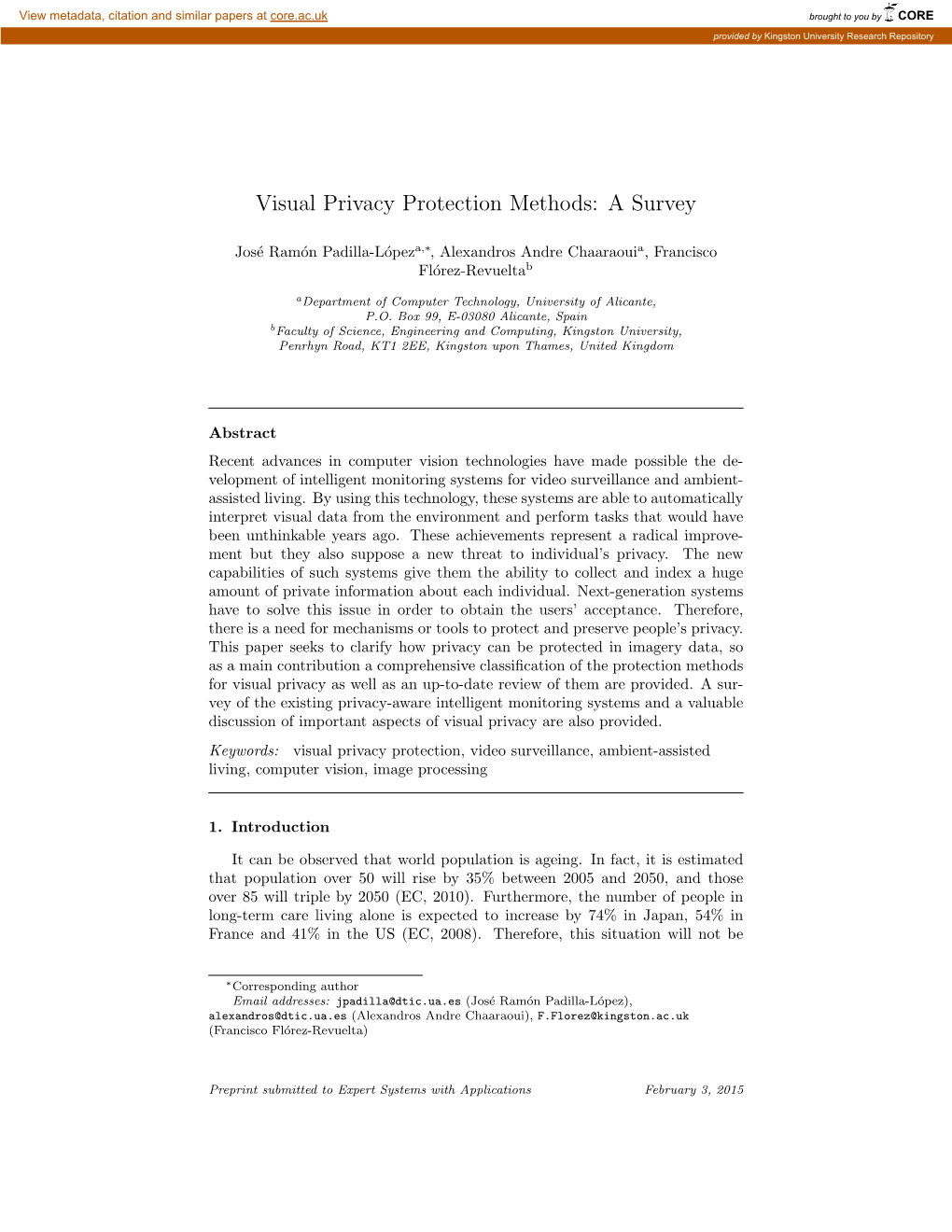 Visual Privacy Protection Methods: a Survey