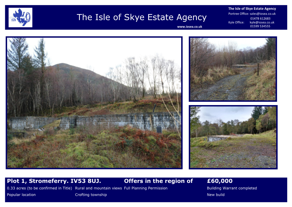 Offers in the Region of £60000 Plot 1, Stromeferry. IV53 8UJ