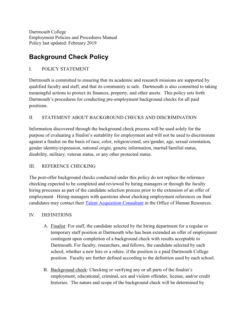 Background Check Policy